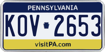 PA license plate KOV2653