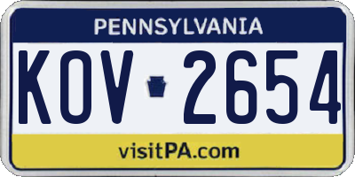 PA license plate KOV2654