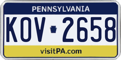 PA license plate KOV2658