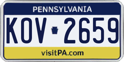 PA license plate KOV2659