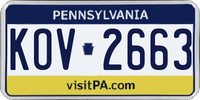 PA license plate KOV2663