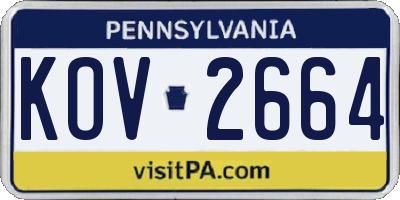 PA license plate KOV2664
