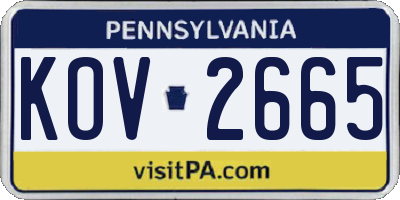 PA license plate KOV2665