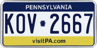 PA license plate KOV2667