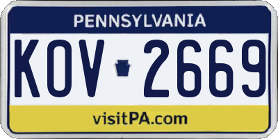PA license plate KOV2669