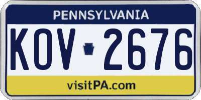 PA license plate KOV2676