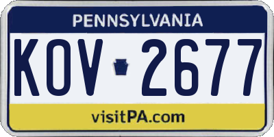 PA license plate KOV2677