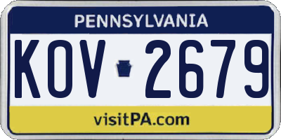 PA license plate KOV2679