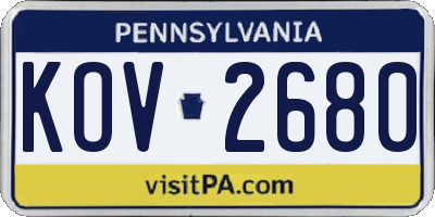 PA license plate KOV2680