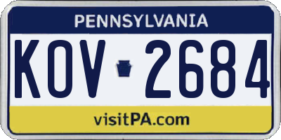 PA license plate KOV2684