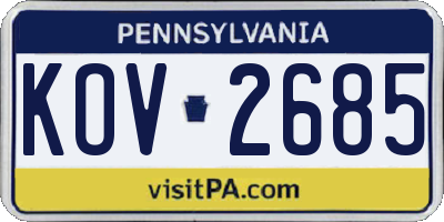 PA license plate KOV2685
