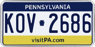PA license plate KOV2686