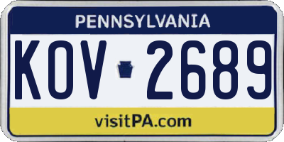 PA license plate KOV2689