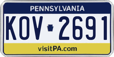 PA license plate KOV2691