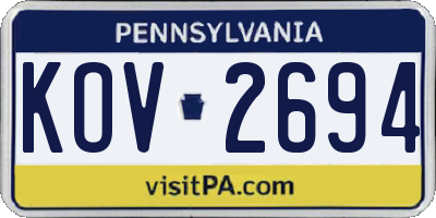 PA license plate KOV2694