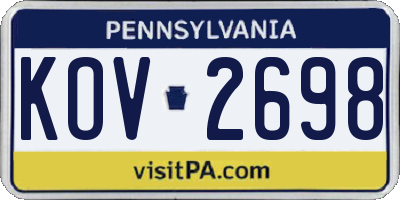 PA license plate KOV2698