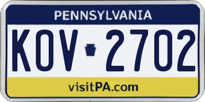 PA license plate KOV2702