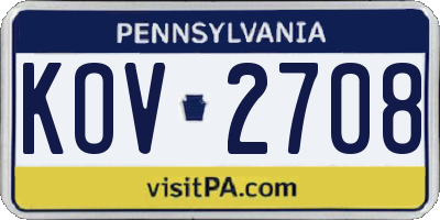 PA license plate KOV2708