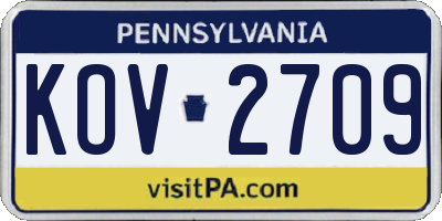 PA license plate KOV2709