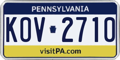 PA license plate KOV2710