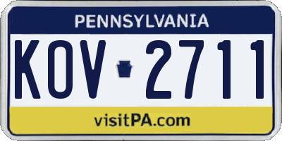 PA license plate KOV2711