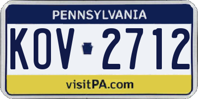 PA license plate KOV2712