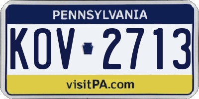 PA license plate KOV2713