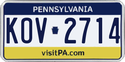 PA license plate KOV2714