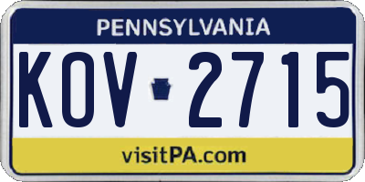 PA license plate KOV2715