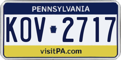 PA license plate KOV2717