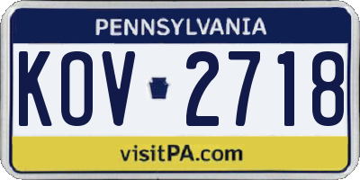 PA license plate KOV2718