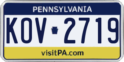 PA license plate KOV2719
