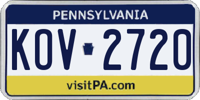 PA license plate KOV2720