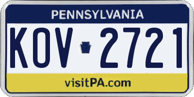 PA license plate KOV2721