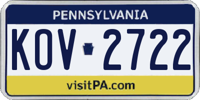PA license plate KOV2722