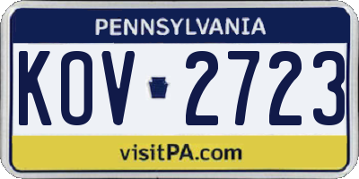 PA license plate KOV2723