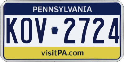 PA license plate KOV2724