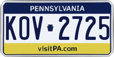 PA license plate KOV2725