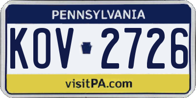 PA license plate KOV2726