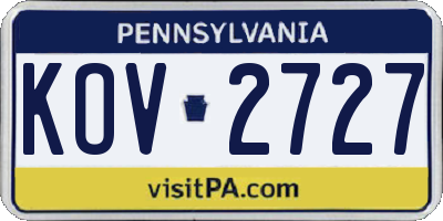 PA license plate KOV2727