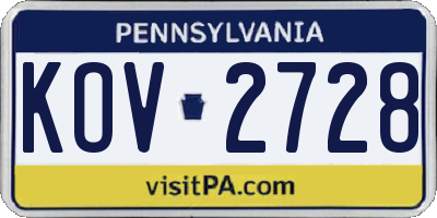 PA license plate KOV2728
