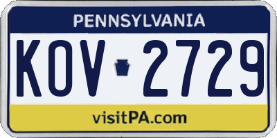 PA license plate KOV2729