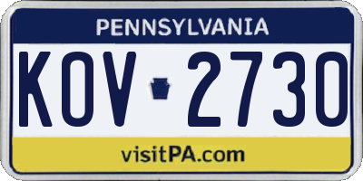 PA license plate KOV2730