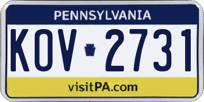 PA license plate KOV2731