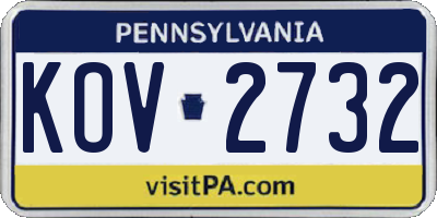 PA license plate KOV2732