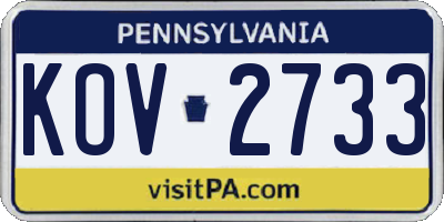 PA license plate KOV2733