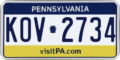 PA license plate KOV2734