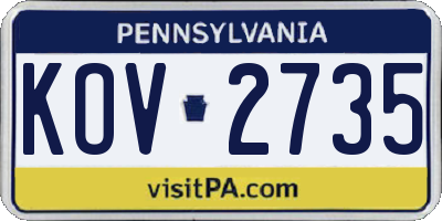PA license plate KOV2735