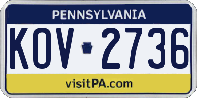 PA license plate KOV2736