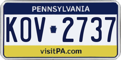 PA license plate KOV2737